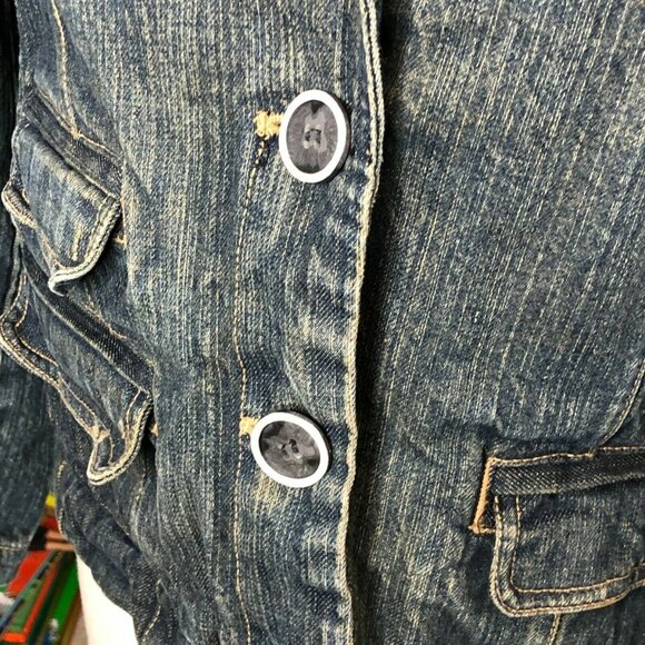 Duck Head Jean Jacket Womens XL Denim Blue Distressed Pockets Buttons - Picture 6 of 12